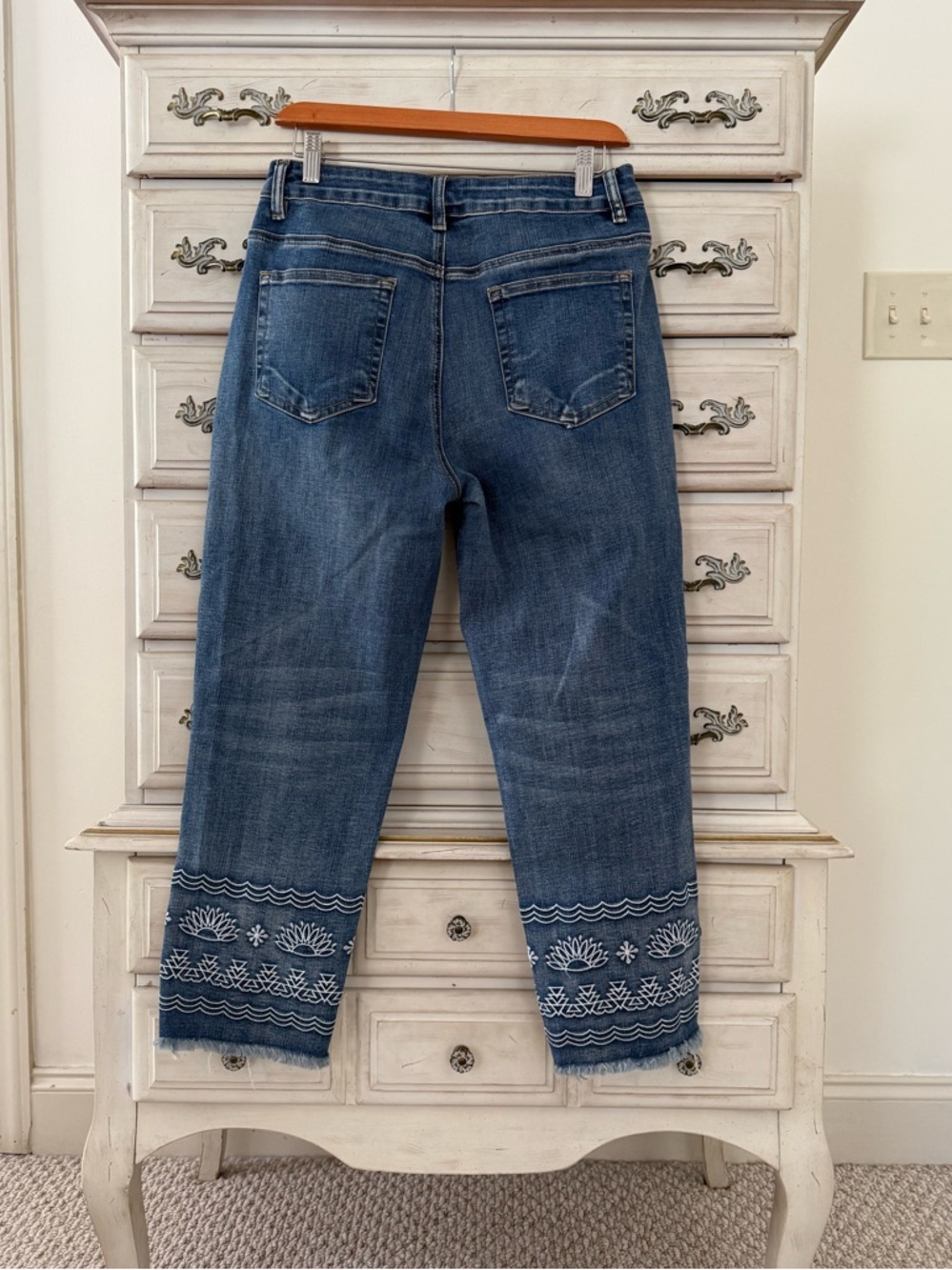 Boho Embroidered Cotton Jeans - Picture 2 of 4